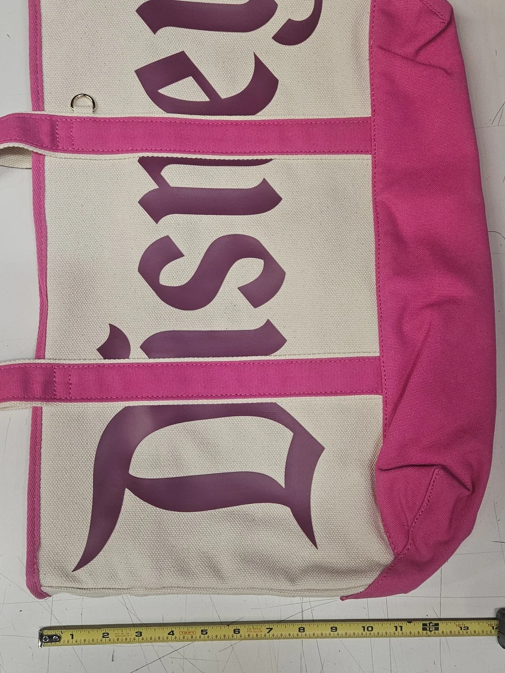 Pink Canvas Tote Bag with Logo Detail
